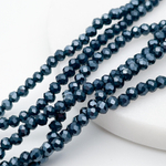 Бусины стекло, цвет темно-изумрудный, размер 3,5*4,5 мм, цена за нить 38 см