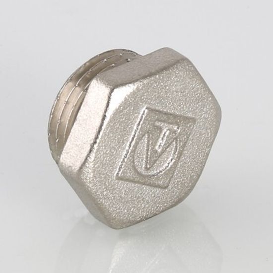 Пробка Valtec 1/2" НР с наружной резьбой латунная никелированная VTr.583.N.0004