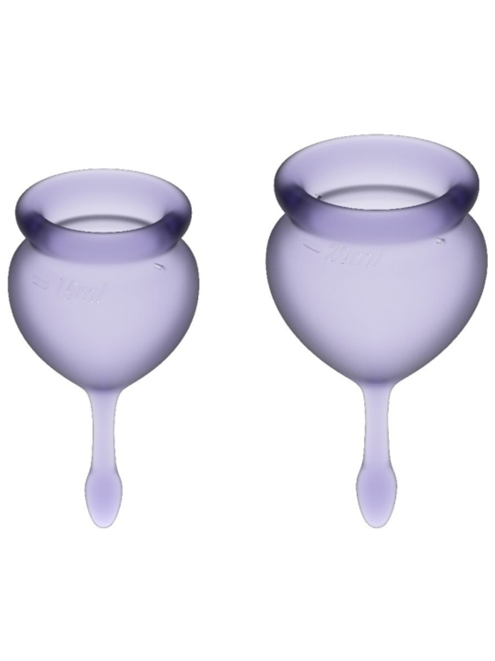 Набор менструальных чаш, 2шт, 15 и 20 мл Satisfyer Feel Good Menstrual Cup Lilla с хвостиком-капельк