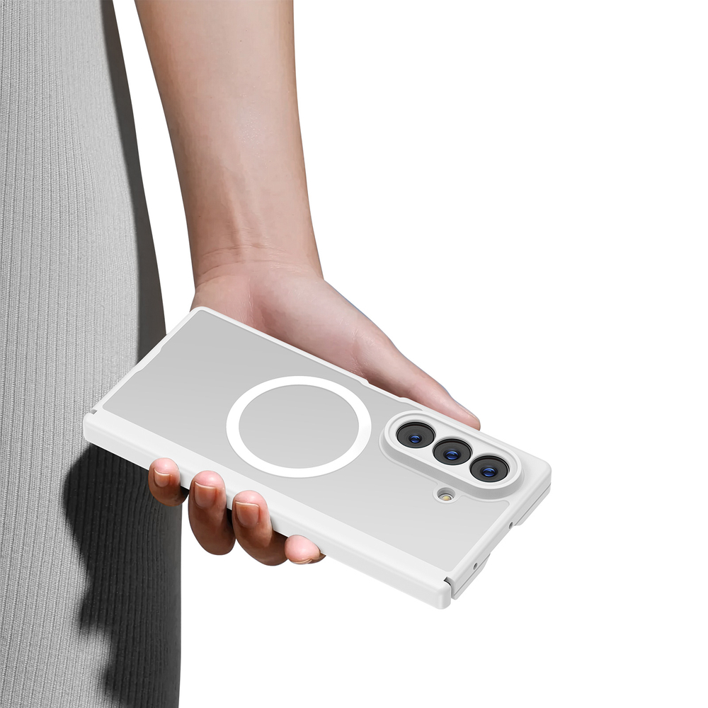 Усиленный чехол белого цвета с MagSafe для Samsung Galaxy Z Fold 7, серия Expn Series Magnetic от Dux Ducis