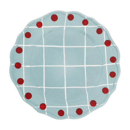 Тарелка обеденная Bitossi Home Light Blue Red Dots (27 см)