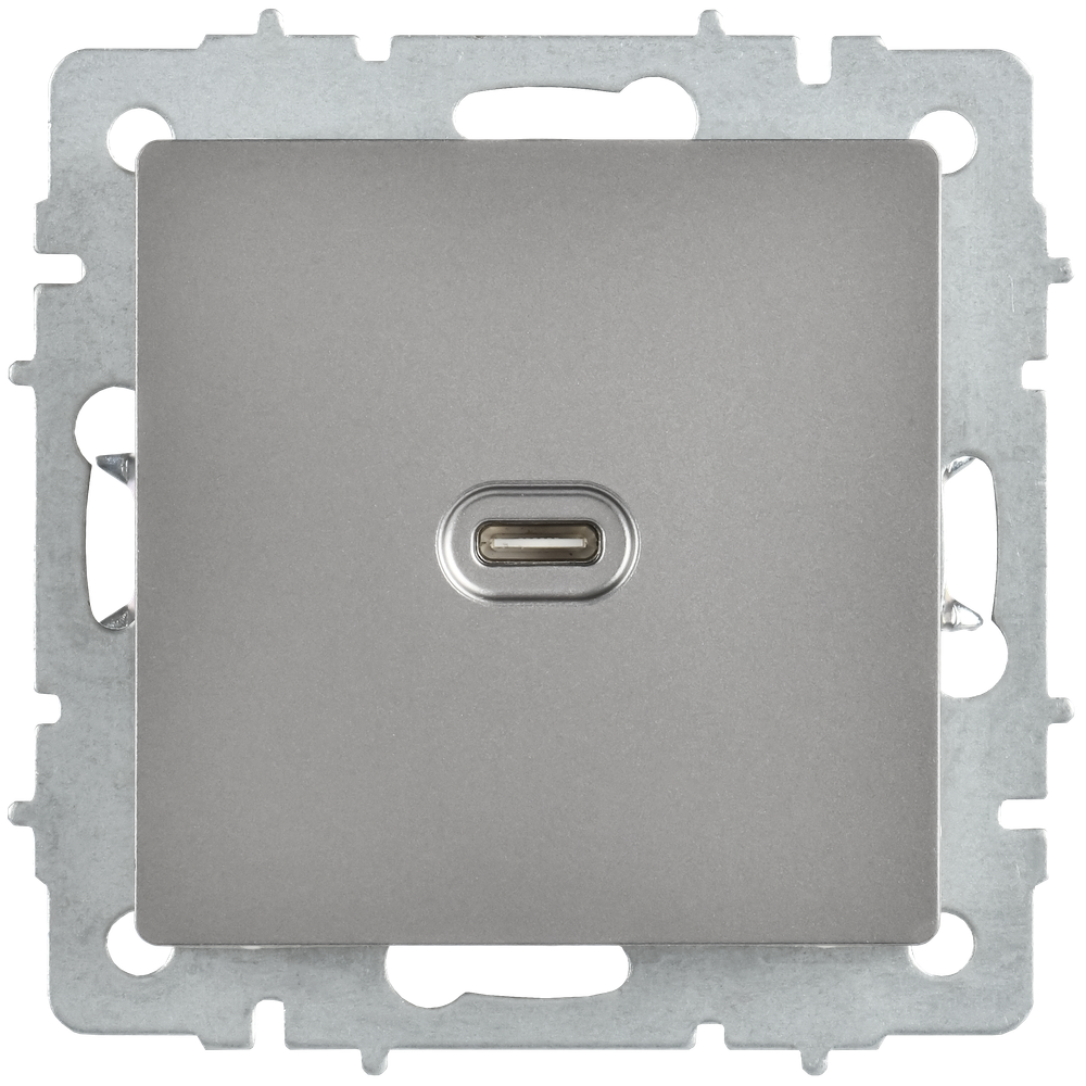 BRITE Розетка USB C 65Вт высокоскоростная зарядка РЮ12-1-БрС сталь IEK
