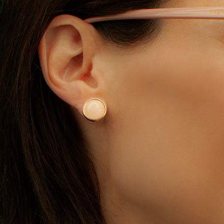 Серьги пусеты Fiore Luna ROSE QUARTZ LE1108 R/G