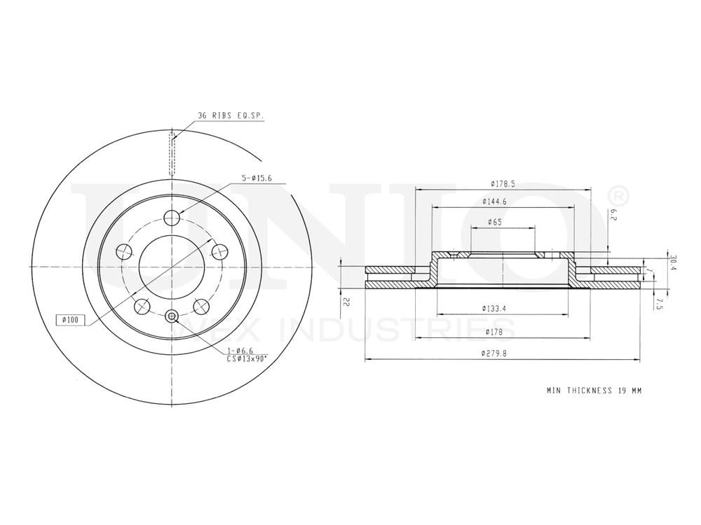 Диск тормозной передний UNIO BRD-20173