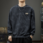 Толстовка осенняя стираная с облаками, с длинными рукавами в американском стиле