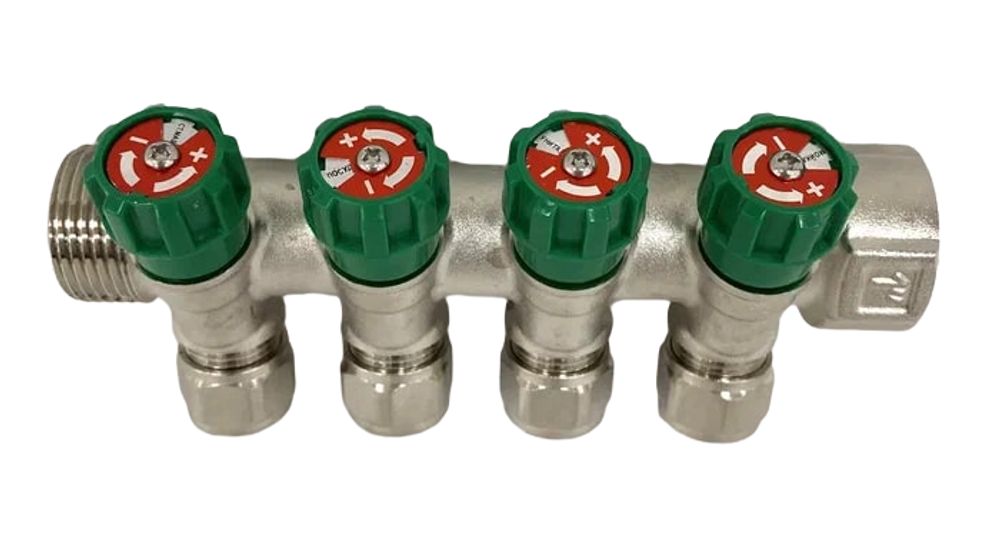 Коллектор Grema НВ 1x16 евроконус на 4 вых c вентилями (CN)