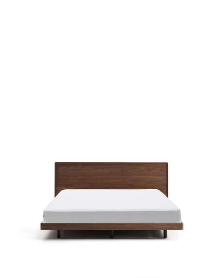 Кровать Norlen из орехового шпона с темной отделкой LED 180 x 200 см