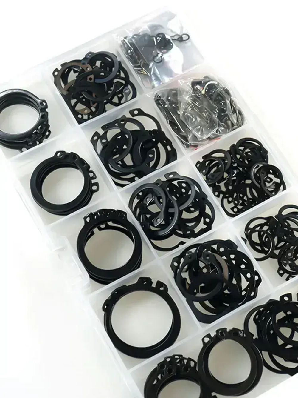 Стопорное кольцо из углеродистой стали, набор, 18 видов (размеров), 300 штук