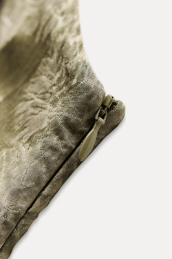 ZARA ЖАККАРДОВЫЙ ТОП ИЗ КОЛЛЕКЦИИ ZW СО СБОРКОЙ, ХАКИ