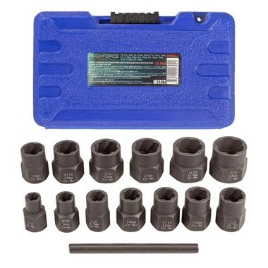 Набор головок-экстракторов для поврежденных болтов/гаек,14пр. 3/8''(6.5,8,9.5,10,11,12,12.7,13,14,16,17,17.5,19мм) в кейсе Rock FORCE RF-914U3a (код 48842 buh)