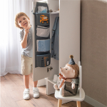 Кармашки для детского сада, на липучке. Экскаватор с глазками-помпонами