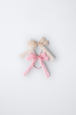 ZARA НАБОР ИЗ ДВУХ РЕЗИНОК ДЛЯ ВОЛОС, ЭКРЮ