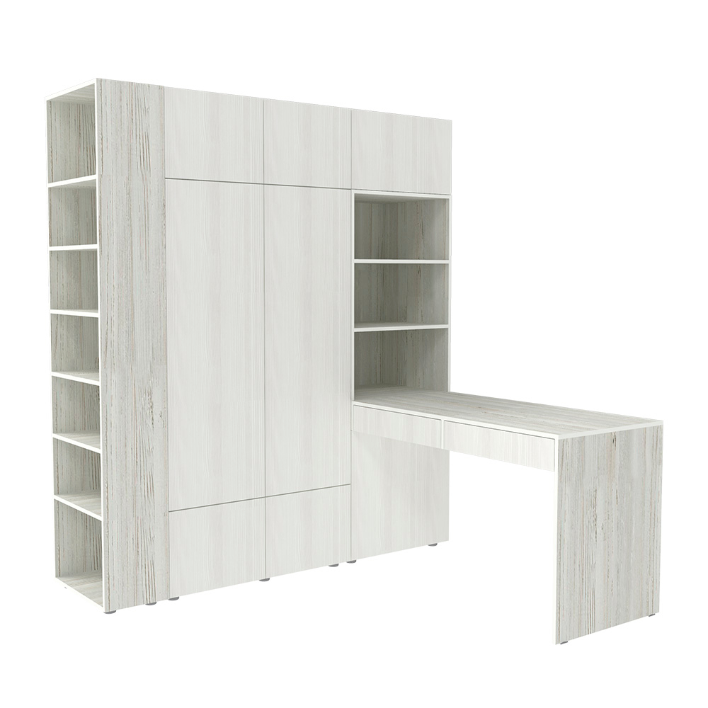 Стол письменный со стеллажом и шкафом КарИВи 1765 Винтерберг Белое Дерево