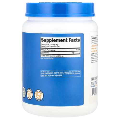 Nutricost, L-глютамин, без вкусовых добавок, 1 кг (35,7 унции)