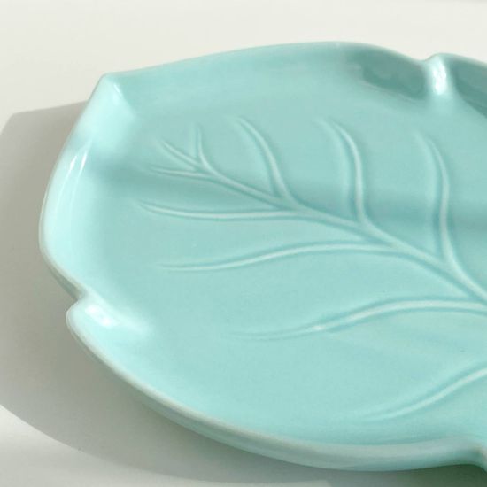 Чайная пара керамическая «Листочек», 320 мл, цвет голубой