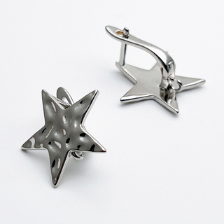 Ювелирные швензы с родиевым покрытием, размер 19*18 мм, цена за пару