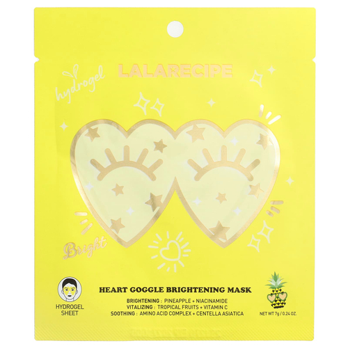 Lalarecipe, Heart Google, осветляющая маска для лица, 1 листовая маска, 7 г (0,24 унции)