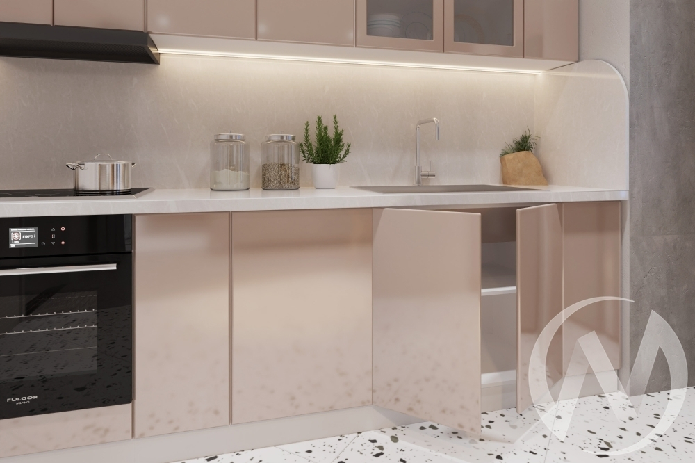 Кухня "Витория": капучино глянец (корпус белый)