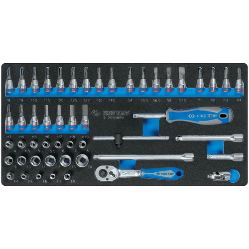 Набор торцевых головок 1/4" с принадлежностями, ложемент, 50 предметов KING TONY 9-2550MRV