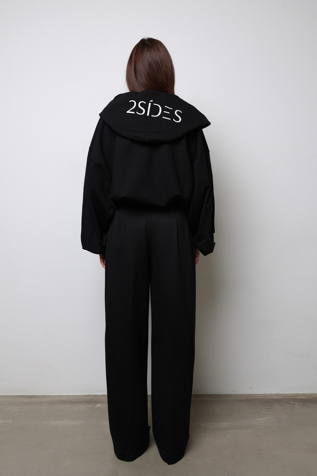 Худи черное с надписью 2SIDES