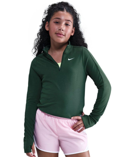 Футболка для девочки Nike Girls Dri-FIT Long-Sleeve 1/4-Zip - fir/white