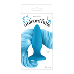 Голубая анальная пробка с голубым хвостом Unicorn Tails Pastel Blue (Цвет: голубой)