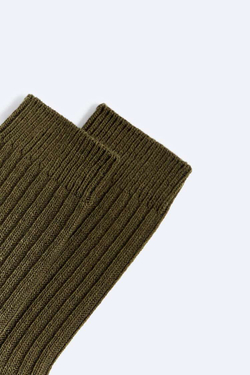 ZARA НОСКИ ИЗ РЕЛЬЕФНОЙ ТКАНИ В РУБЧИК, ХАКИ