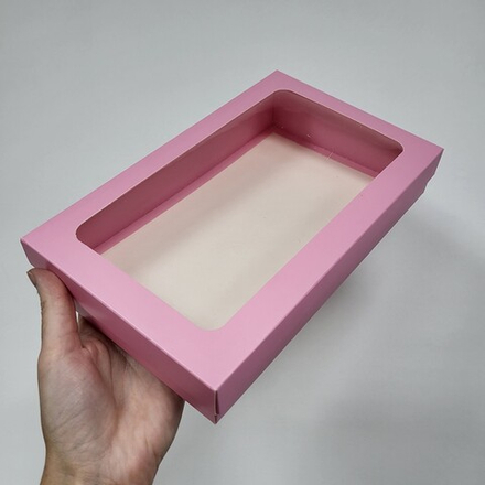 Коробка 25*15*4 см для клубники в шоколаде (РОЗОВАЯ Матовая)