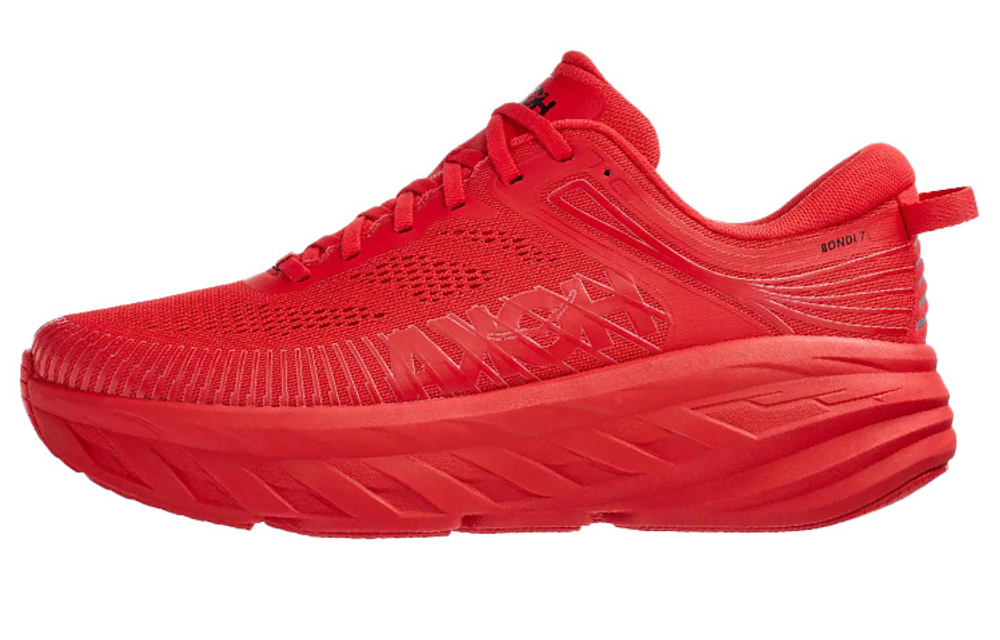 HOKA ONE ONE Bondi 7 comfortable and versatile shock absorption, wear-resistant, breathable, low-cut casual running shoes men's red