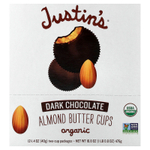 Justin's Nut Butter, Organic Almond Butter Cups, Dark Chocolate, 12 Two-Cup Pakages, 1.4 oz (40 g) Each