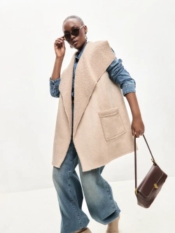 Безрукавка удлиненная эко мех эко замша оверсайз