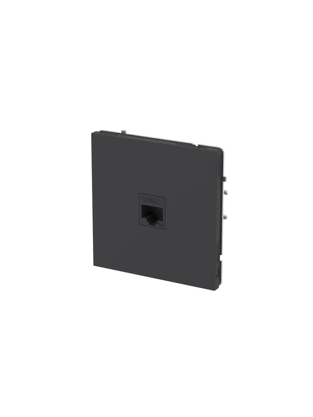Розетка компьютерная 1-м KANT RJ45 кат.5E без шторки черн. уголь DKC 7012663