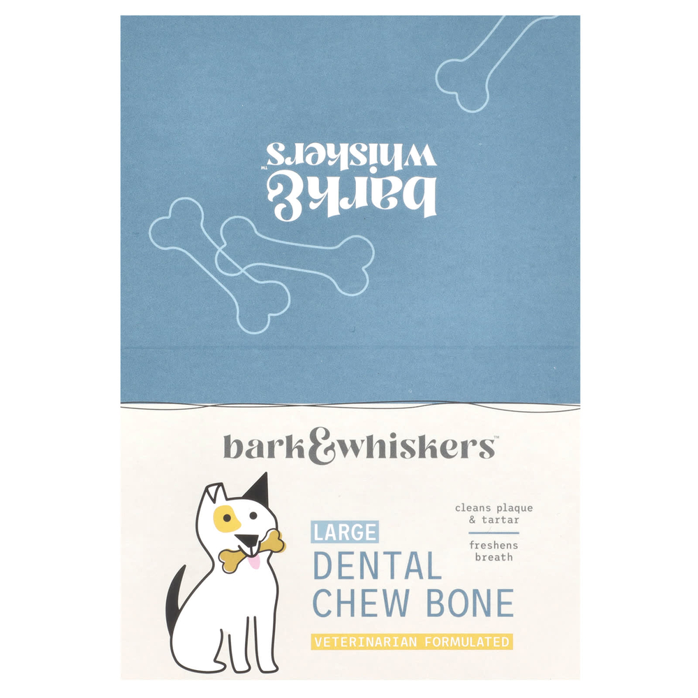 Dr. Mercola, Bark & Whiskers ™, Dental Chew Bones, для собак, для больших собак, 12 костей, 60 г (2,1 унции)