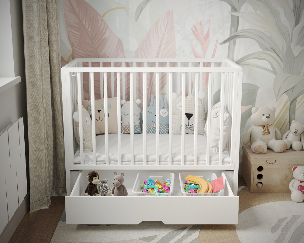 Кроватка с маятником и ящиком Hollie Incanto - МАТРАС В ПОДАРОК