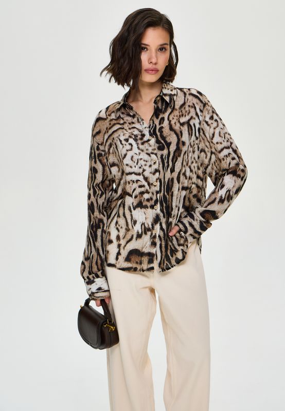 Рубашка леопардовая льняная