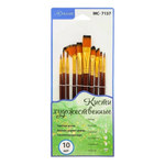 Кисть для рисования Basir художественная, нейлон, набор из 10 шт, бардово-коричневый корпус