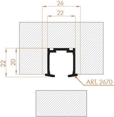 TRACK 2670/100, направляющий профиль 100см для двери "книжка" до 30кг