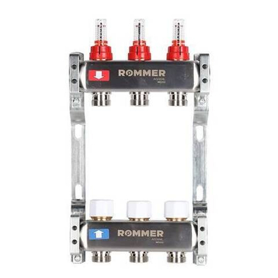 Коллекторная группа для теплого пола ROMMER RMS1200 - 1" на 3 контура 3/4" EK