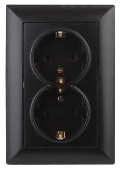 Розетка Intro Solo 4-205-05 с заземлением двойная 2X2P+E Schuko 16А-250В IP20 скрытой установки черный