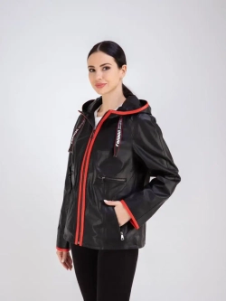 Куртка женская кожаная натуральная с капюшоном Турция