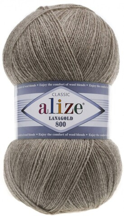 ALIZE "LANAGOLD 800", 49% шерсть, 51% акрил, 100 гр, 800 м, 207 светло-коричневый