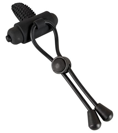 Чёрно лассо на пенис BLACK VELVETS с вибрацией (Цвет: черный)