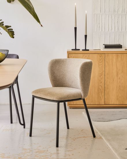 Ciselia Стул из синели светло-коричневого цвета и черной стали Испания La Forma