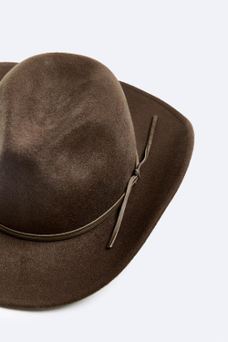 ZARA ШЛЯПА В КОВБОЙСКОМ СТИЛЕ С ЛЕНТОЙ, КОРИЧНЕВЫЙ