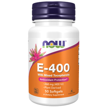 Now Foods E-400 Mix Tocopherol 50 softgels , Витамин Е