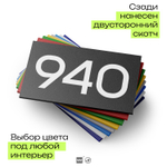 Номер на дверь 940, табличка на дверь для офиса, квартиры, кабинета, аудитории, склада, черная 120х70 мм, Айдентика Технолоджи