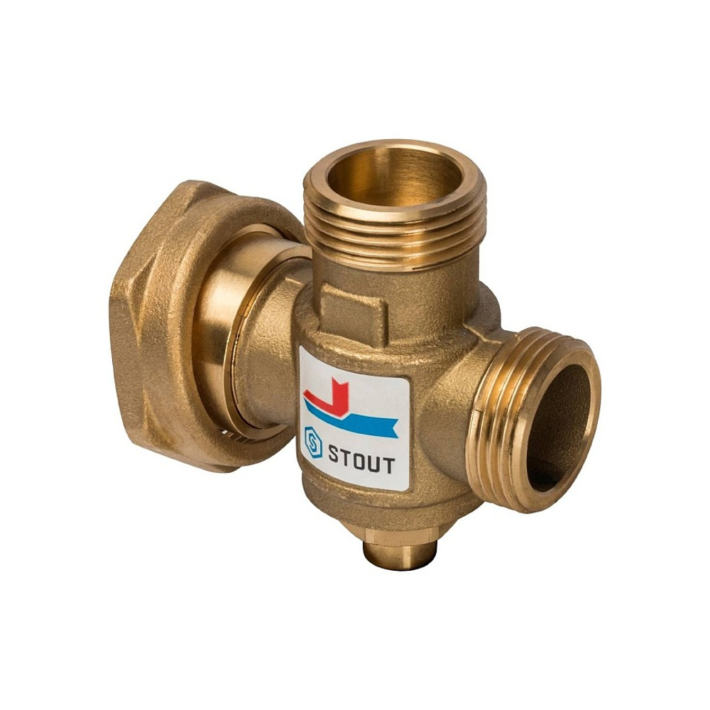 Клапан термостатический смесительный STOUT - 1" x 1" x 1"1/2 (НР/НР/ВР, 70°C)
