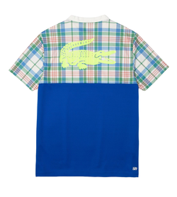 Мужская теннисная футболка Lacoste Tennis Regular Fit Check Print T-shirt - white/blue