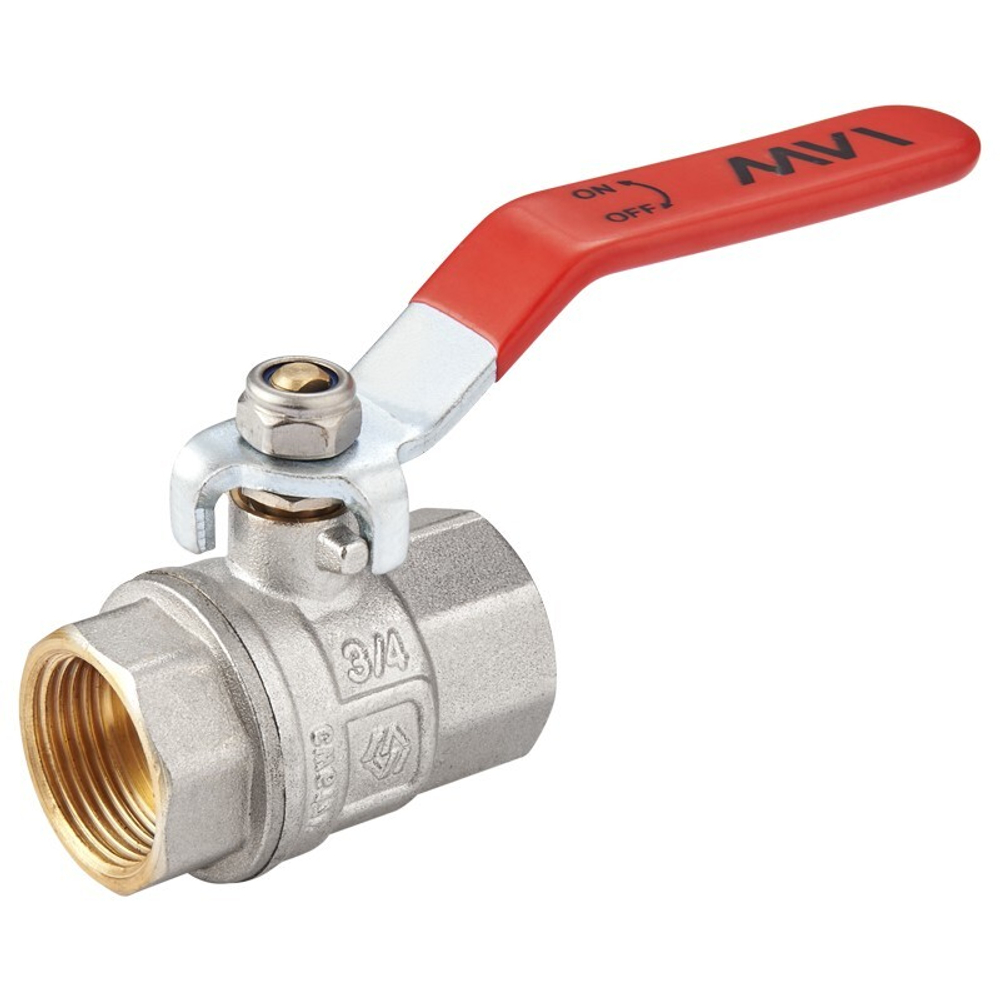 Кран латунный шаровой MVI BV.511, DN 100, PN 25, никелированный, полнопроходной, муфта-муфта, рычаг