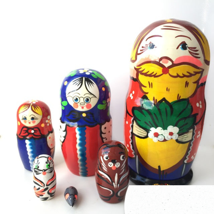 Матрешка "Репка" 5 или 6 кукольная (зависит от используемой заготовки в данный момент) Высота самой большой куклы 17-18см